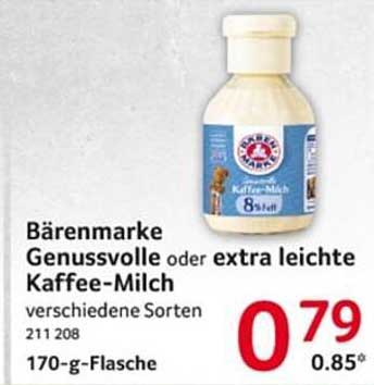 Bärenmarke Genussvolle oder extra leichte Kaffee-Milch - verschiedene Sorten