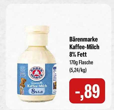 Bärenmarke Kaffee-Milch 8% Fett 170g