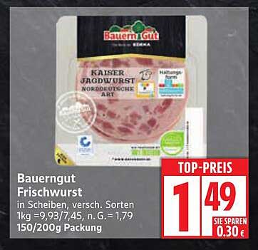 Bauern Gut Frischwurst in Scheiben, verschiedene Sorten