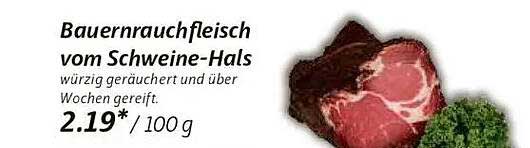 Bauernrauchfleisch vom Schweine-Hals