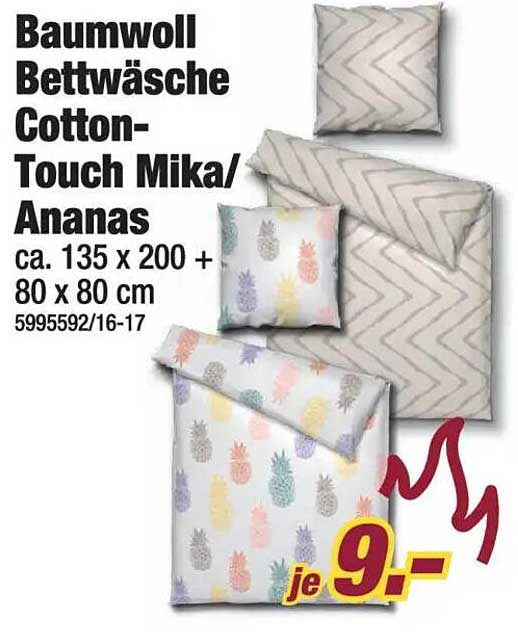 Baumwoll Bettwäsche Cotton-Touch Mika/Ananas