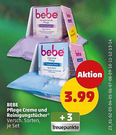 Bebe Pflege Creme und Reinigungstücher – Verschiedene Sorten, je Set