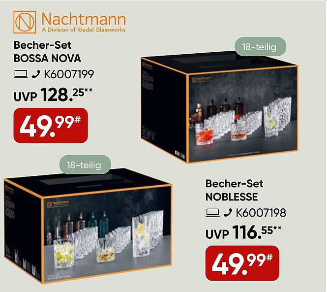 Becher-Set Bossa Nova und Noblesse - 18-teilig für nur 49,99 €