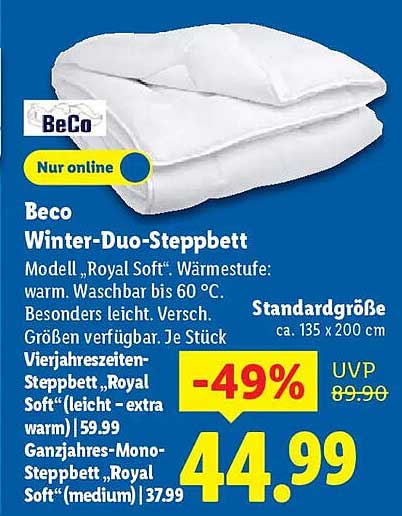 Beco Winter-Duo-Steppbett Royal Soft - nur online erhältlich