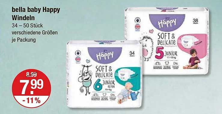 bella baby Happy Windeln - 34–50 Stück je Packung