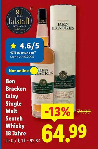 Ben Bracken Islay Single Malt Scotch Whisky 18 Jahre