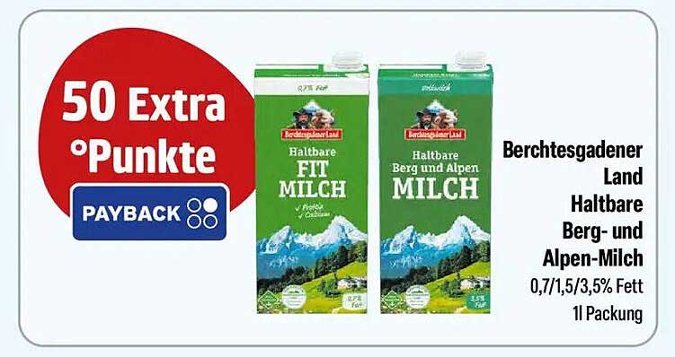 Berchtesgadener Land Haltbare Berg- und Alpen-Milch 1l Packung