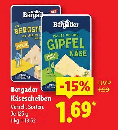 Bergader Käsescheiben - Verschiedene Sorten