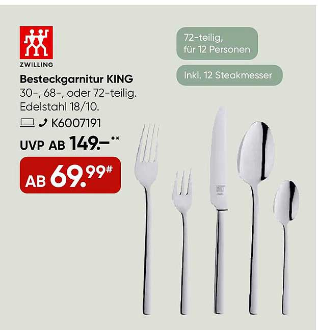 Besteckgarnitur KING 72-teilig für 12 Personen