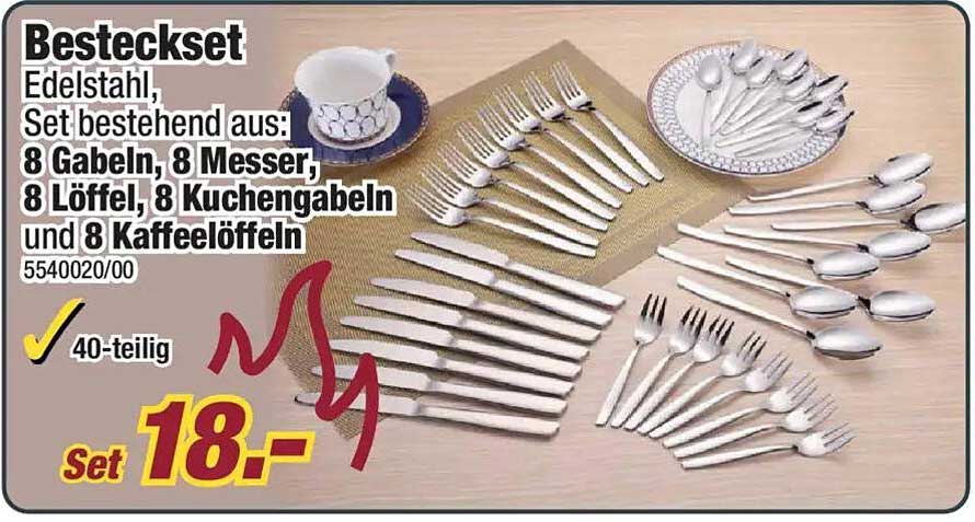 Besteckset Edelstahl, 40-teilig