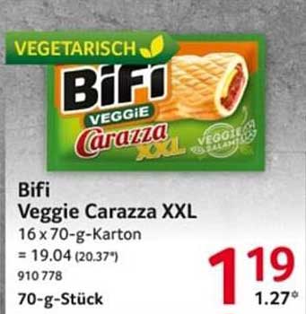 Bifi Veggie Carazza XXL - 16 x 70-g-Karton