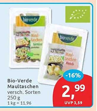 Bio-Verde Maultaschen verschiedene Sorten 250 g