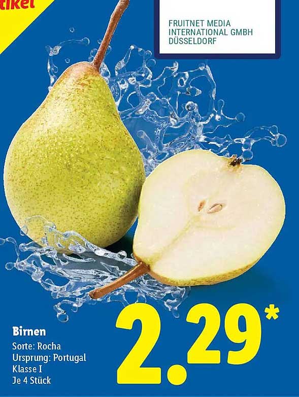 Birnen Sorte: Rocha, Ursprung: Portugal, Klasse I, je 4 Stück