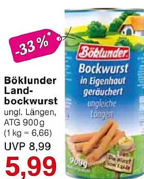 Böklunder Landbockwurst ungl. Längen, ATG 900g