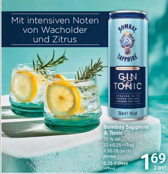 Bombay Sapphire & Tonic 250 ml - Perfekter Genuss mit intensiven Noten