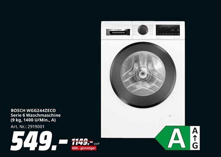 BOSCH WGG244ZECO Serie 6 Waschmaschine (9 kg, 1400 U/Min., A)