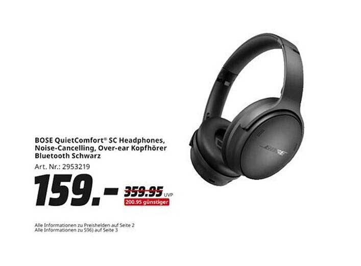 BOSE QuietComfort® SC Headphones, Noise-Cancelling, Over-ear Kopfhörer Bluetooth Schwarz