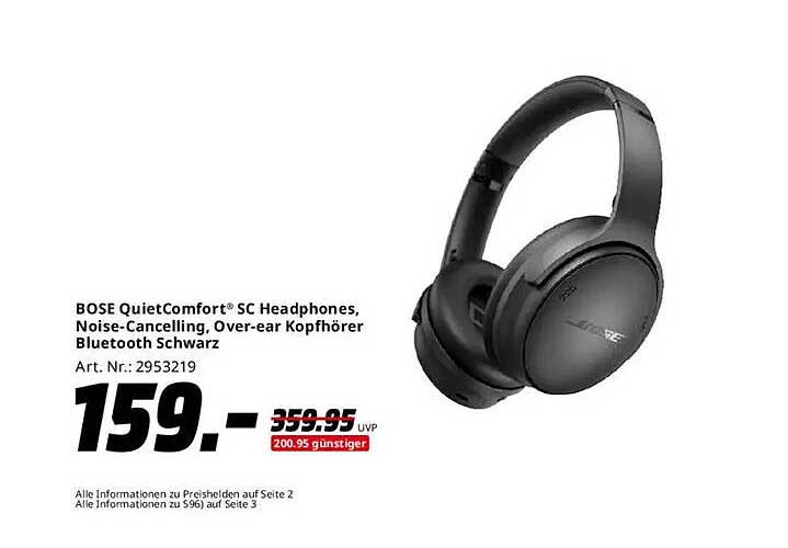 BOSE QuietComfort® SC Headphones, Noise-Cancelling, Over-ear Kopfhörer Bluetooth Schwarz