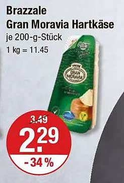 Brazzale Gran Moravia Hartkäse je 200-g-Stück