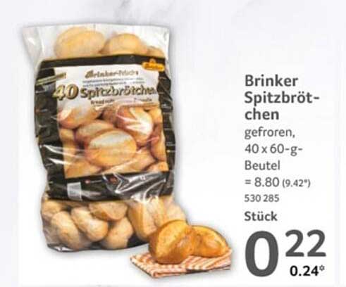 Brinker Spitzbrötchen, gefroren, 40 x 60-g-Beutel