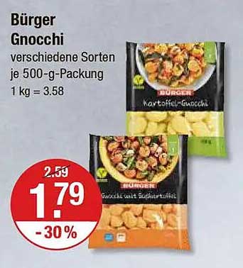 Bürger Gnocchi verschiedene Sorten je 500-g-Packung