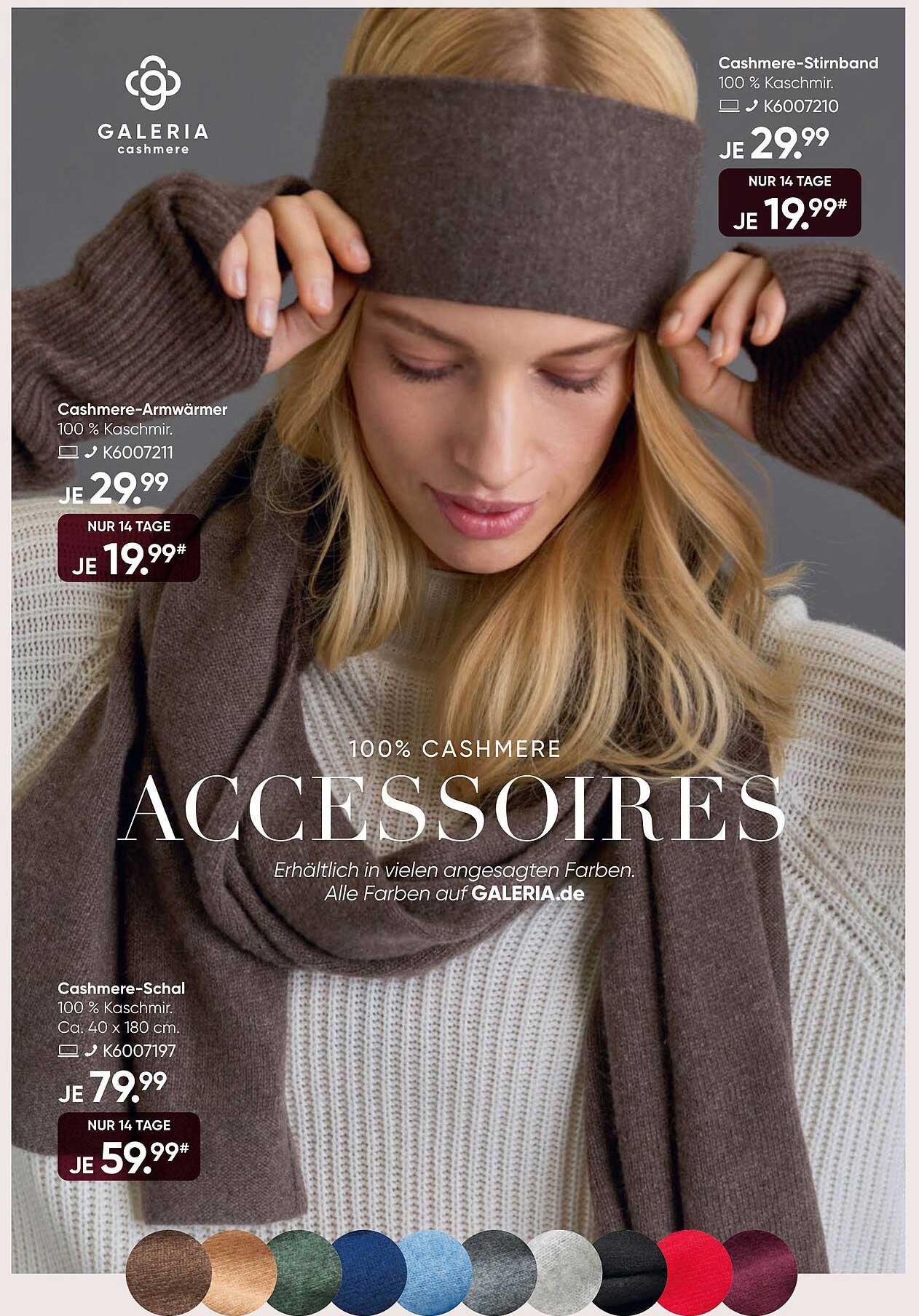 Cashmere-Armwärmer und Cashmere-Stirnband von Galeria