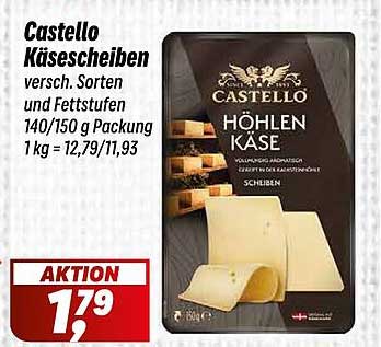 Castello Käse Scheiben - verschiedene Sorten und Fettstufen
