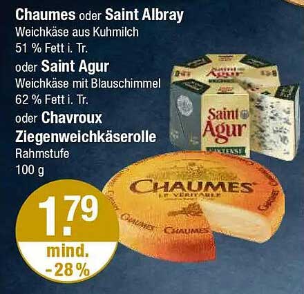 Chaumes oder Saint Albray Weichkäse aus Kuhmilch, 100 g