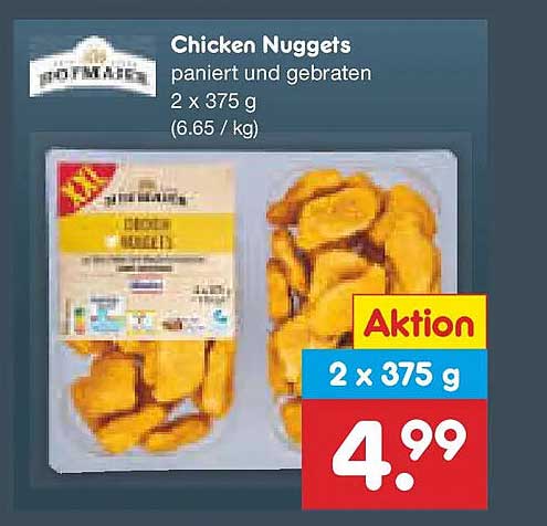 Chicken Nuggets paniert und gebraten 2 x 375 g