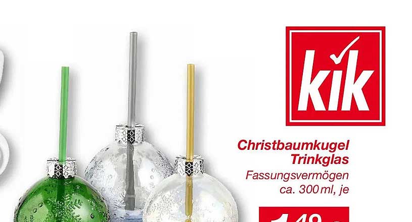Christbaumkugel Trinkglas