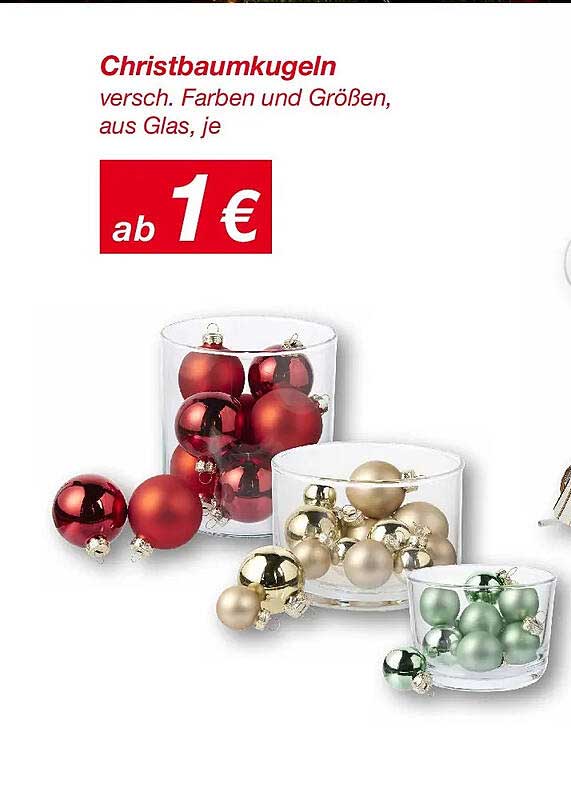 Christbaumkugeln – verschieden Farben und Größen, aus Glas
