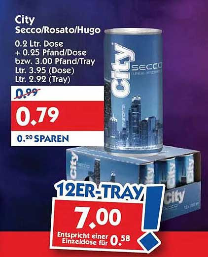 City Secco Rosato/Hugo 0,2 L Dose