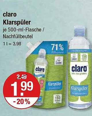 claro Klarspüler je 500-ml-Flasche / Nachfüllbeutel