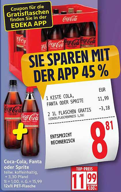 Coca-Cola, Fanta oder Sprite – Kiste mit 12 Flaschen