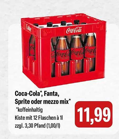 Coca-Cola*, Fanta, Sprite oder mezzo mix* - Kiste mit 12 Flaschen à 1 l