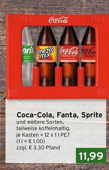 Coca-Cola, Fanta, Sprite und weitere Sorten: Kasten mit 12 x 1l PET