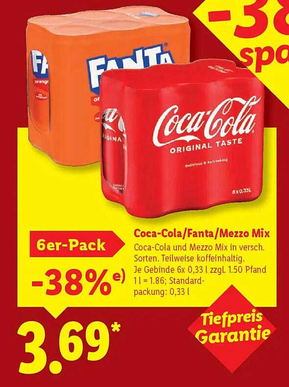 Coca-Cola/Fanta/Mezzo Mix 6er-Pack -38%