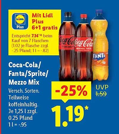 Coca-Cola/Fanta/Sprite/Mezzo Mix - 1,19€