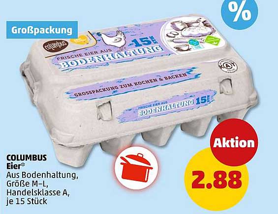 Columbus Eier aus Bodenhaltung, 15 Stück