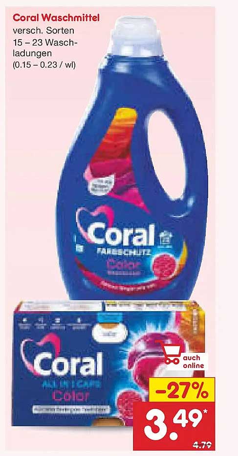 Coral Waschmittel - verschiedene Sorten 15 – 23 Waschladungen