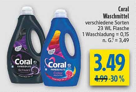 Coral Waschmittel - verschiedene Sorten 23 WL Flasche