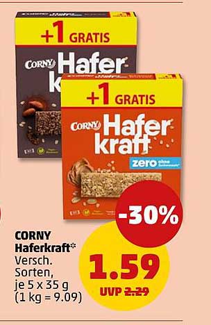 CORNY Haferkraft – Verschiedene Sorten, je 5 x 35 g (+1 GRATIS)