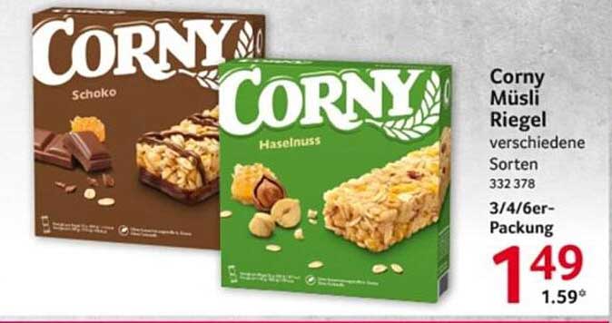 Corny Müsliriegel verschiedene Sorten