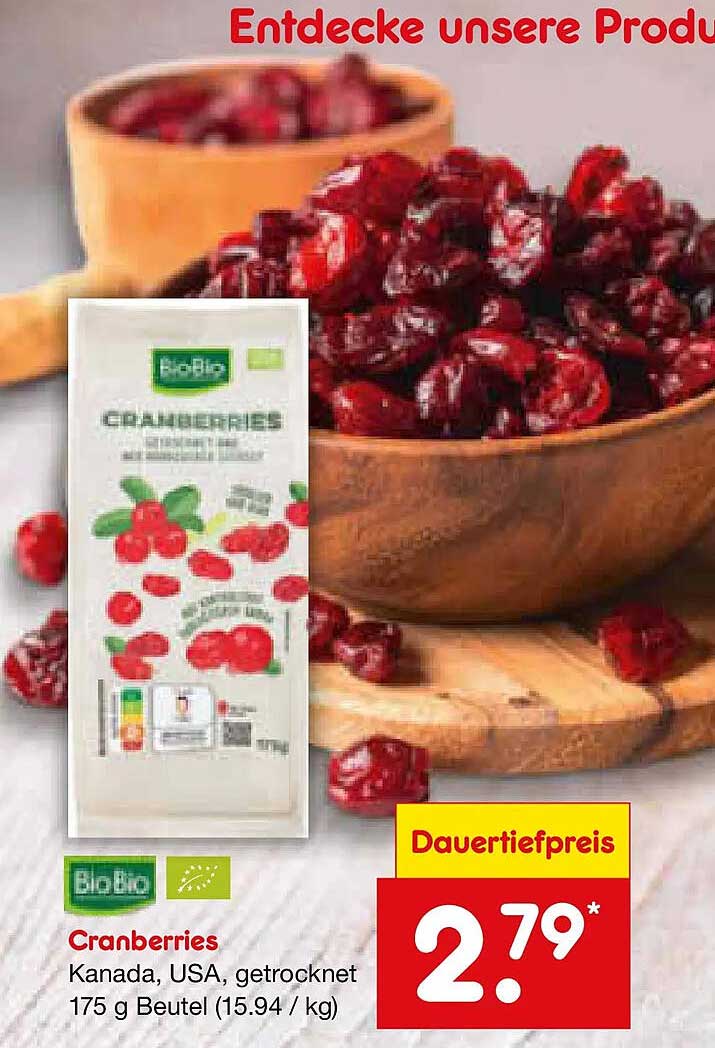 Cranberries – BioBio, 175 g Beutel