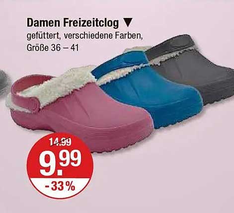 Damen Freizeitclogs - gefüttert, verschiedene Farben, Größe 36 – 41