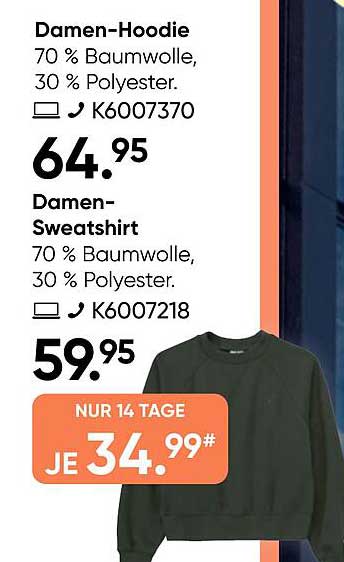 Damen-Hoodie und Damen-Sweatshirt - Aktionsangebot