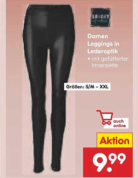 Damen Leggings in Lederoptik mit gefütterter Innenseite