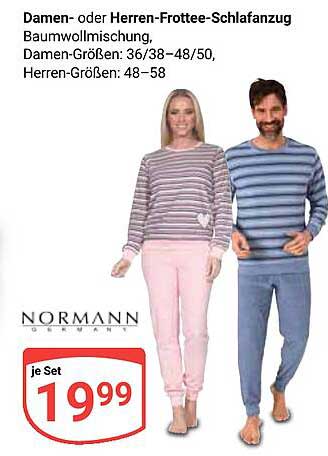 Damen- oder Herren-Frottee-Schlafanzug aus Baumwollmischung