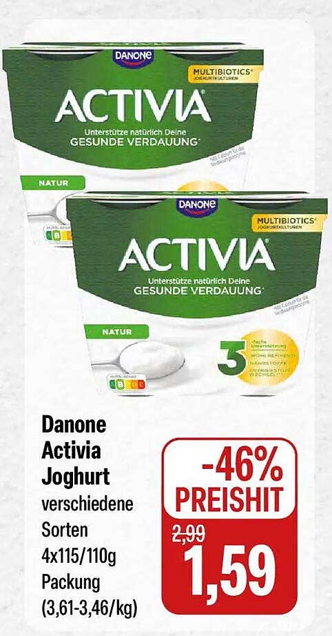 Danone Activia Joghurt verschiedene Sorten 4x115/110g Packung