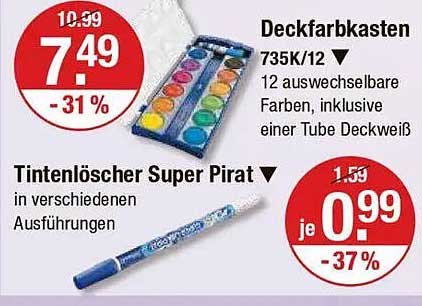 Deckfarbkasten 735K/12 mit 12 auswechselbaren Farben